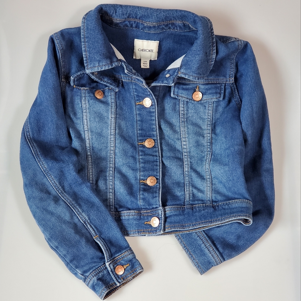 Kids Cherokee Blue Stretch Jean Jacket size L 10/12 EUC